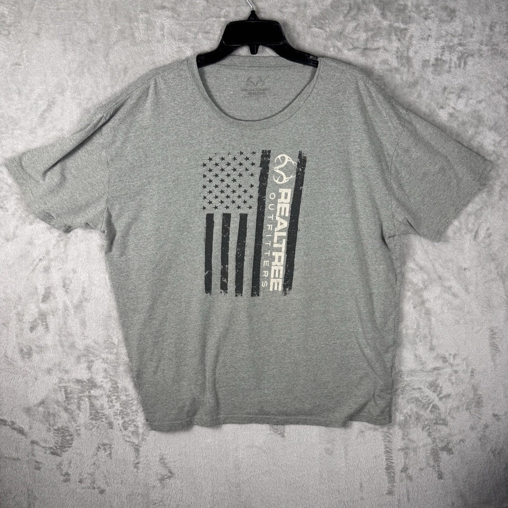 Men's Realtree Graphic American Flag T-Shirt ~ Gray ~no‎ Tag See Measurements